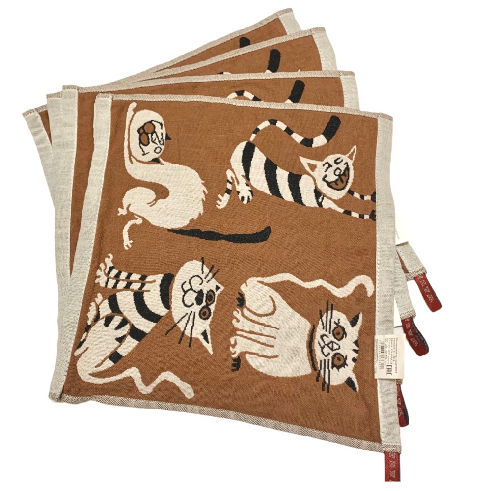 Set of 4 Cute cats placemats cotton kitchen table